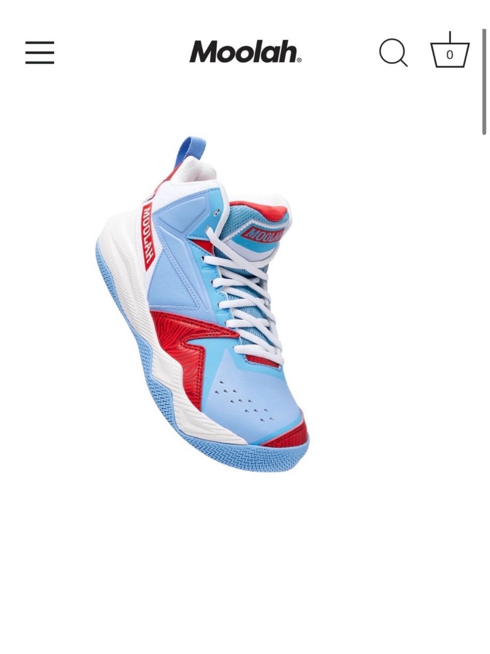 Big Kids 6.5 Moolah Basketball Shoes, Unisex Blue and Red ***Priced to Sell***